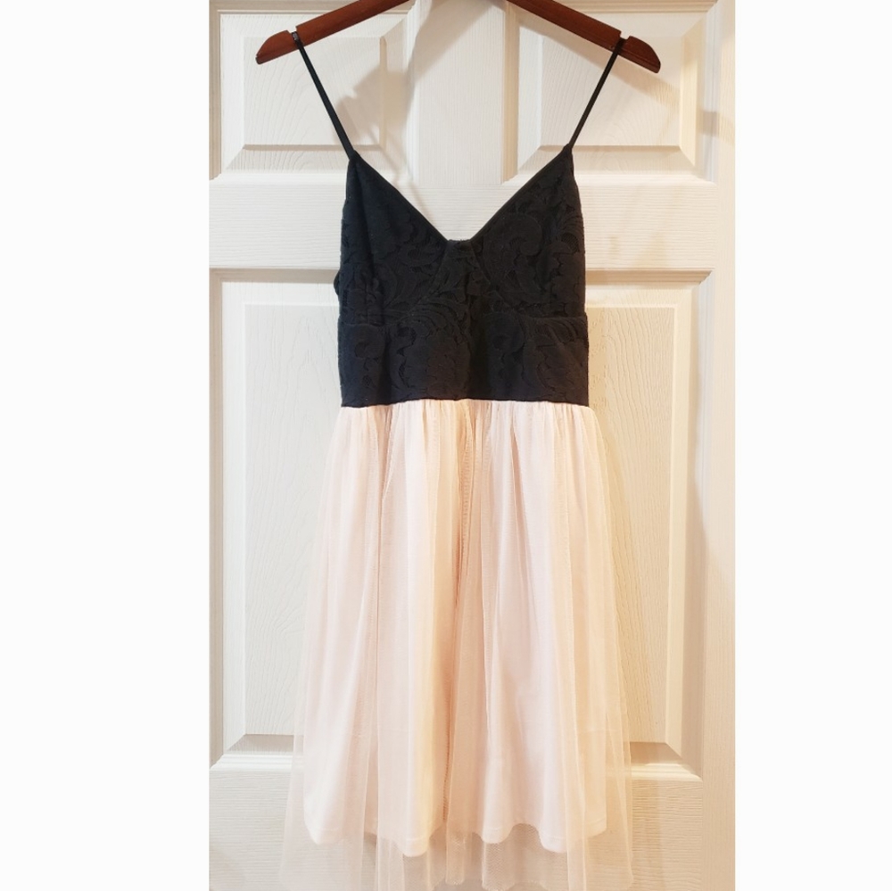 Blush and Black Spaghetti Strap Dress